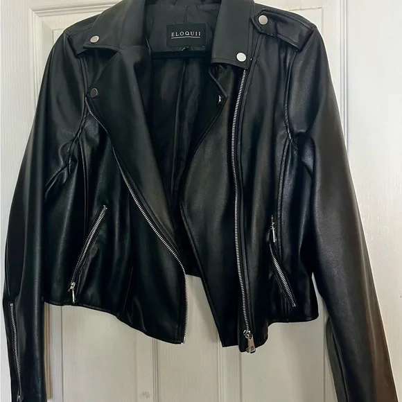 Eloquii Black Faux Leather Moto Jacket - Picture 4 of 5